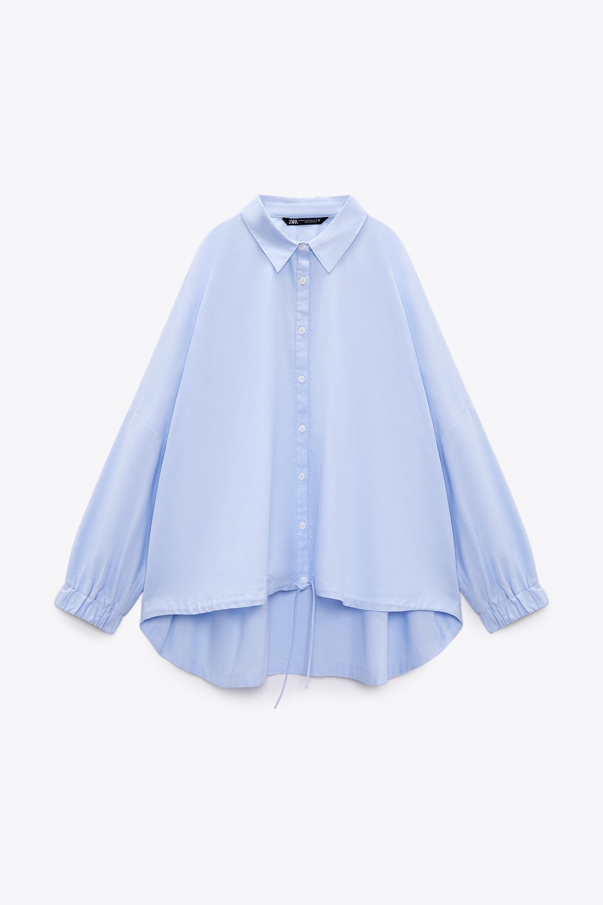 CAMICIA OVERSIZE OXFORD Celeste ZARA Italia Italy